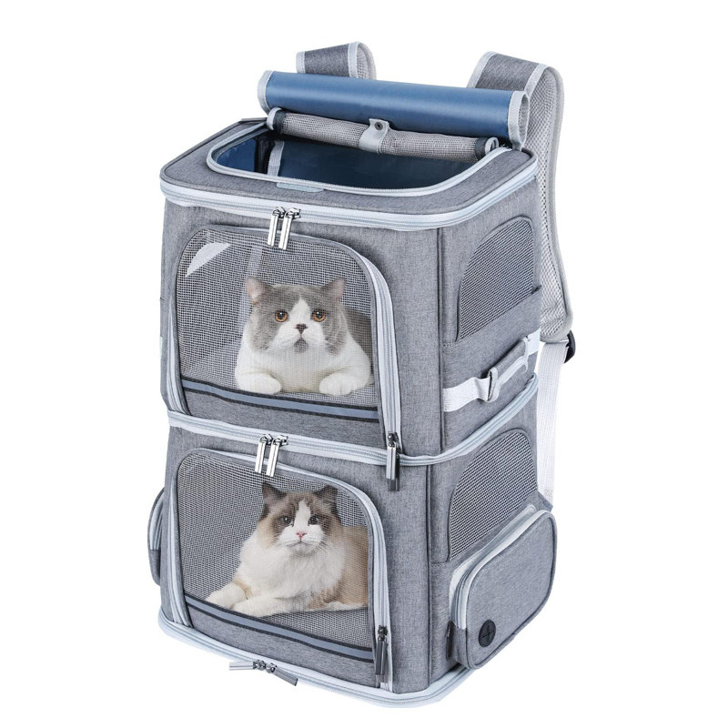 Latitude Run Double Cat Carrier For 2 Cats Dog Backpack Carrier For Medium Dogs Double Compartment Pet Carrier Backpack For Dual Pets For Outdoor Traveling Stroll And Picnic Wayfair